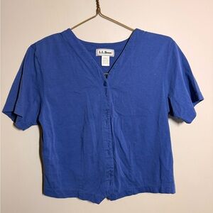 L.L. Bean Royal Blue Button-Front Women's Short-Sleeve Top